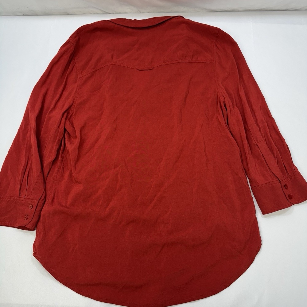 Women's Button-Front Blouse - Rust Red - Picture 6 of 13